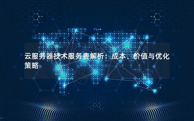 云服务器技术服务费解析：成本、价值与优化策略