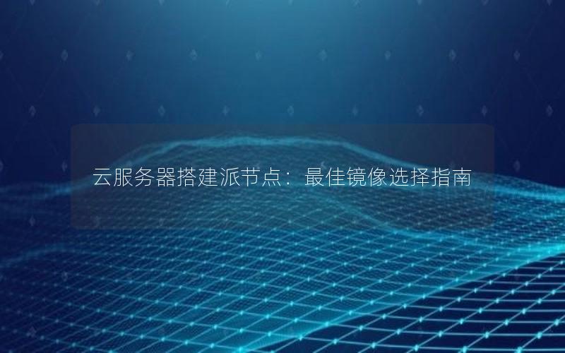 云服务器搭建派节点：最佳镜像选择指南