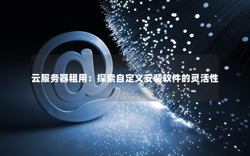 云服务器租用：探索自定义安装软件的灵活性