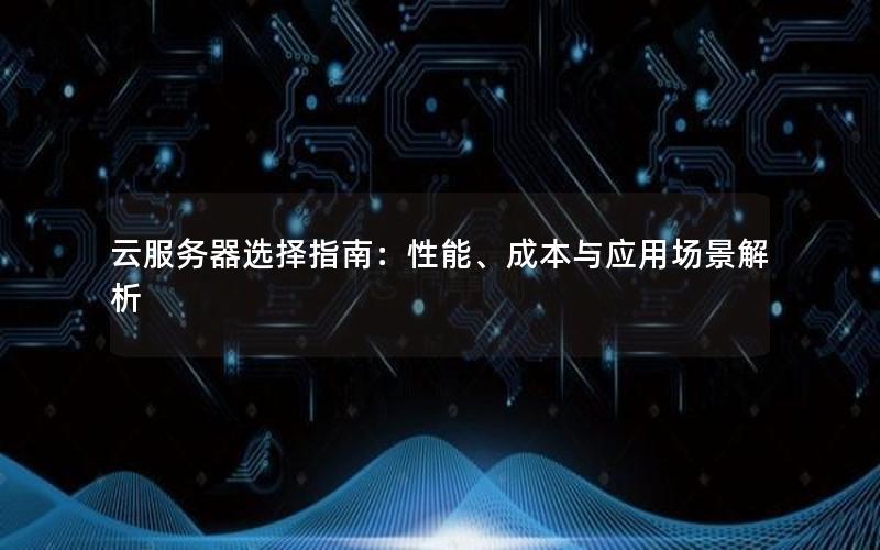 云服务器选择指南：性能、成本与应用场景解析