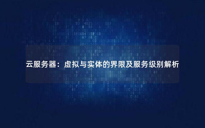 云服务器：虚拟与实体的界限及服务级别解析