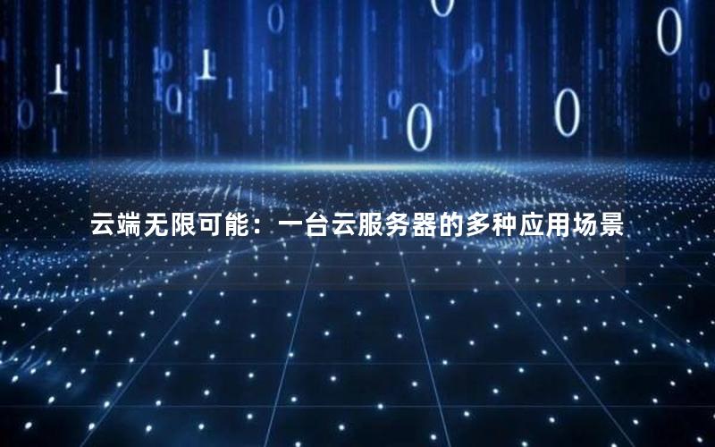 云端无限可能：一台云服务器的多种应用场景