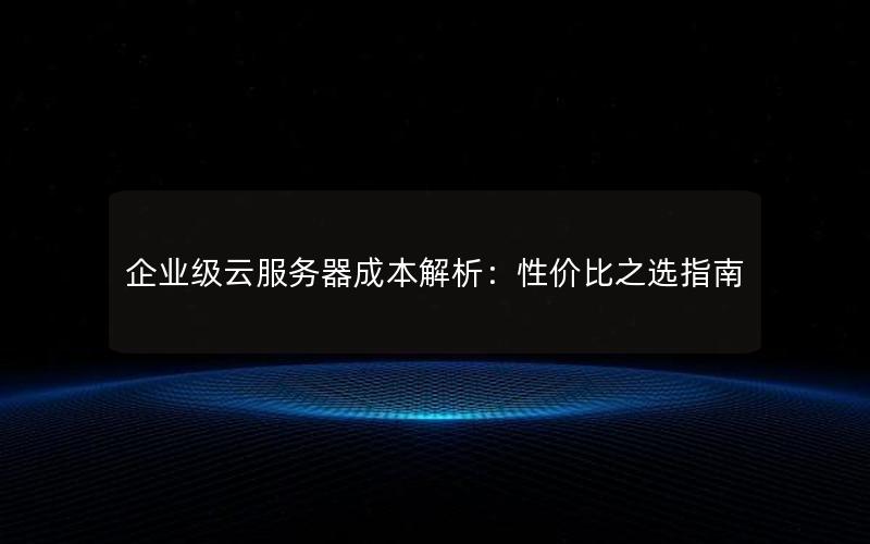 企业级云服务器成本解析：性价比之选指南
