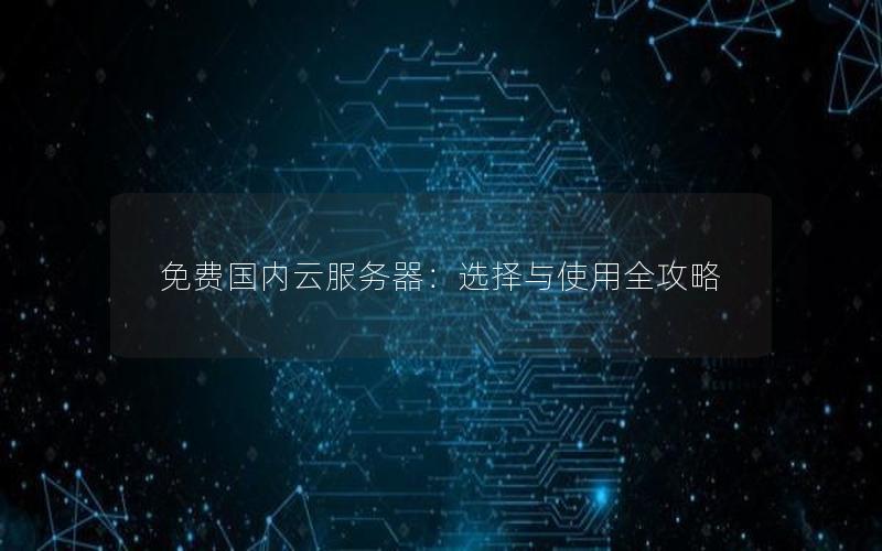 免费国内云服务器：选择与使用全攻略