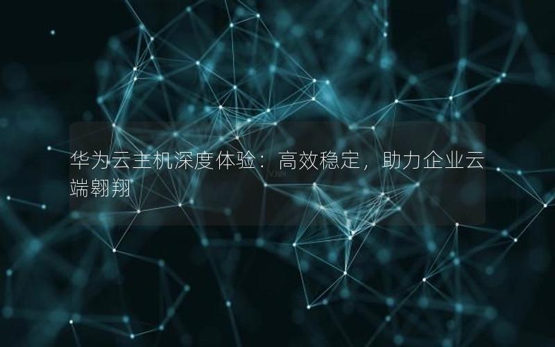 华为云主机深度体验：高效稳定，助力企业云端翱翔