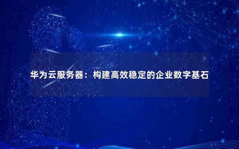华为云服务器：构建高效稳定的企业数字基石