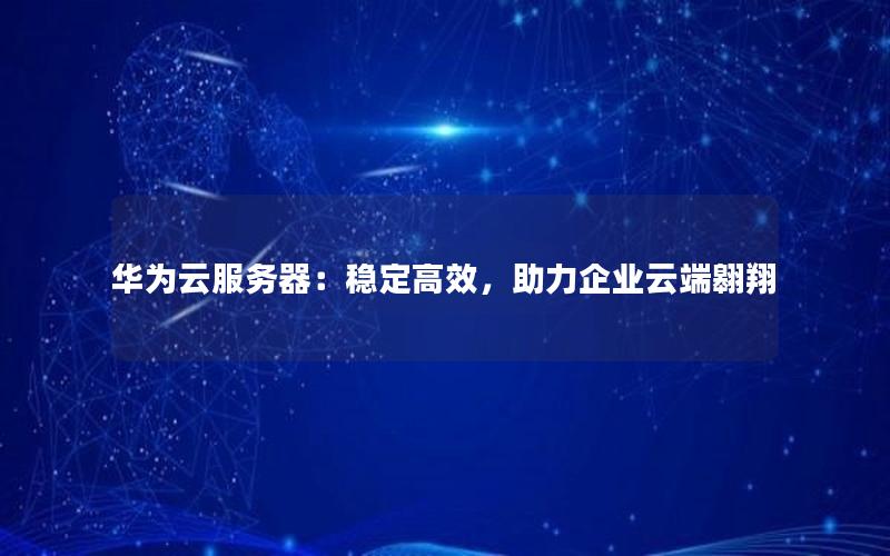 华为云服务器：稳定高效，助力企业云端翱翔