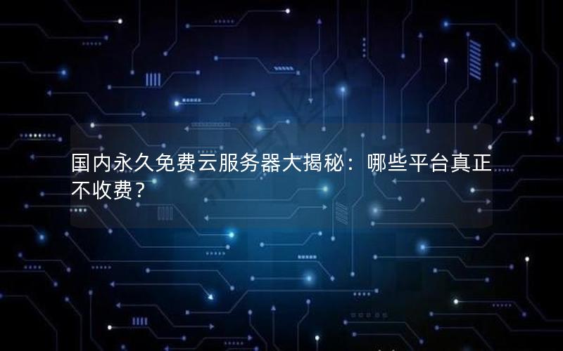 国内永久免费云服务器大揭秘：哪些平台真正不收费？