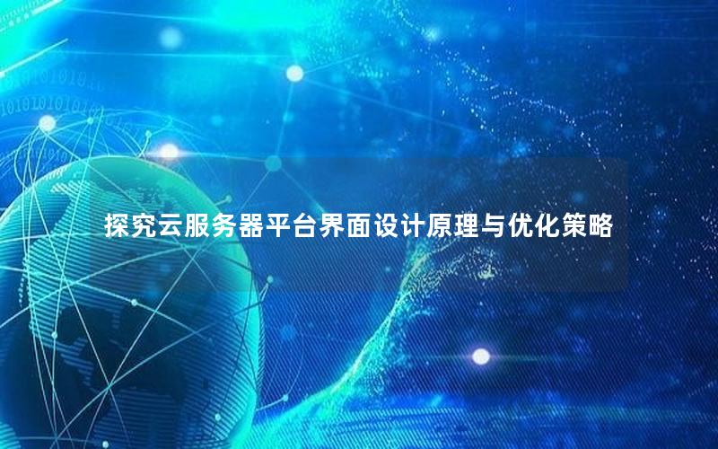 探究云服务器平台界面设计原理与优化策略