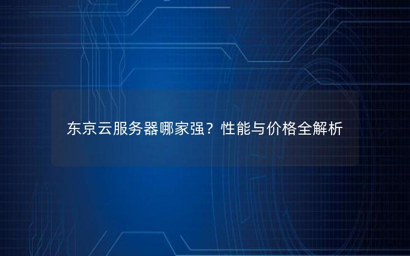 东京云服务器哪家强？性能与价格全解析