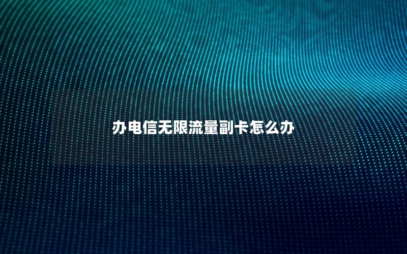 办电信无限流量副卡怎么办