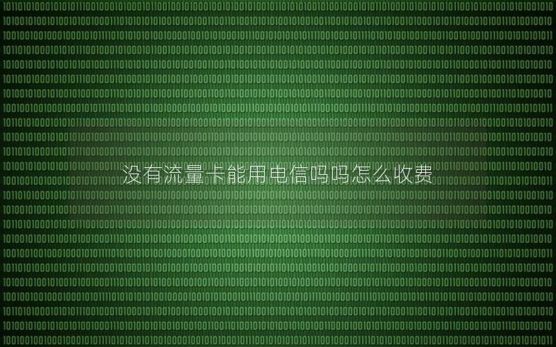 没有流量卡能用电信吗吗怎么收费