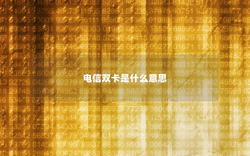 电信双卡是什么意思