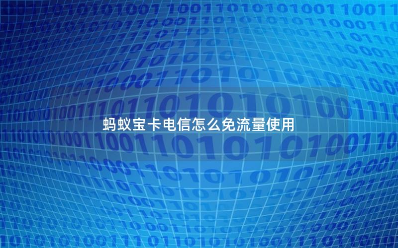 蚂蚁宝卡电信怎么免流量使用