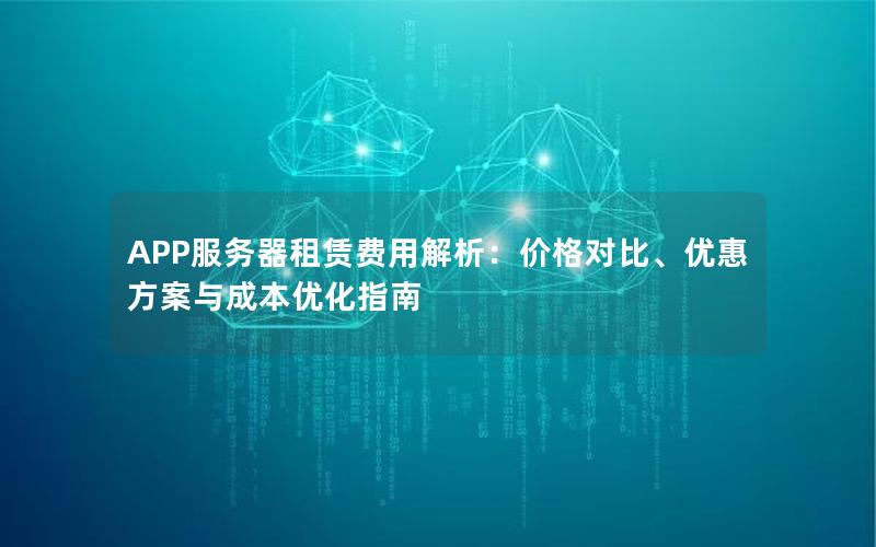 APP服务器租赁费用解析：价格对比、优惠方案与成本优化指南