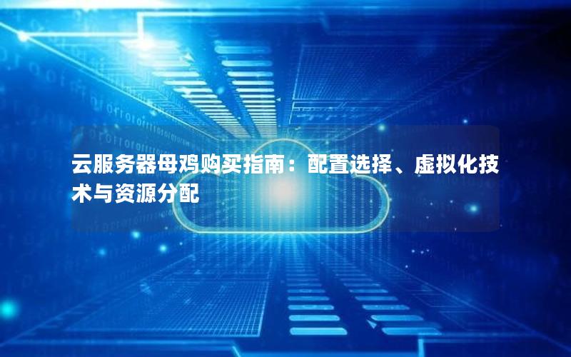 云服务器母鸡购买指南：配置选择、虚拟化技术与资源分配