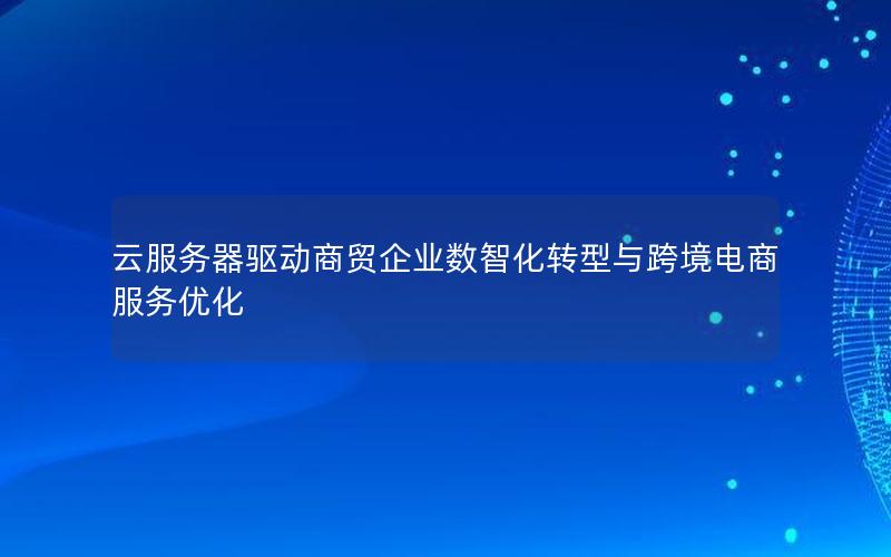 云服务器驱动商贸企业数智化转型与跨境电商服务优化