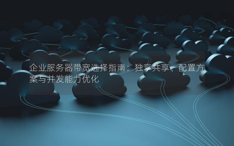 企业服务器带宽选择指南：独享共享、配置方案与并发能力优化
