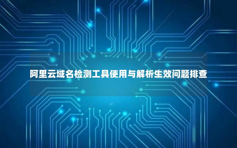阿里云域名检测工具使用与解析生效问题排查
