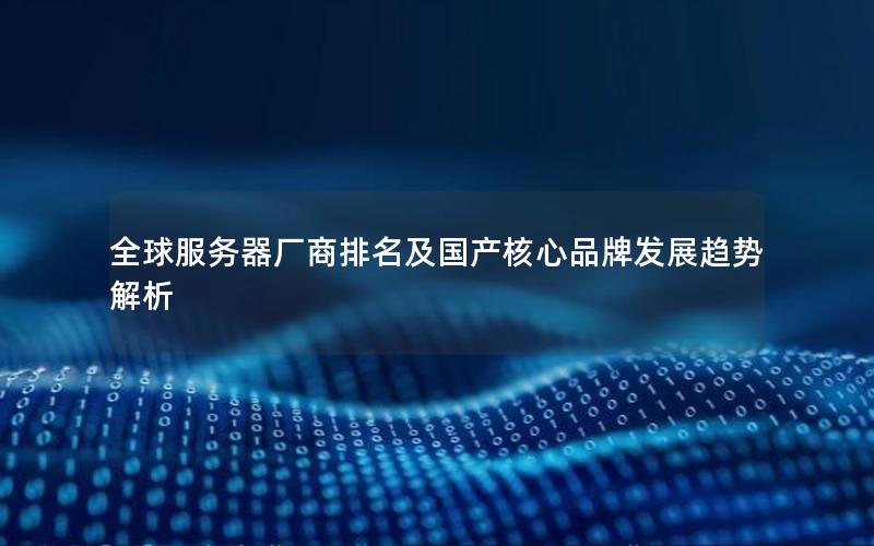 全球服务器厂商排名及国产核心品牌发展趋势解析