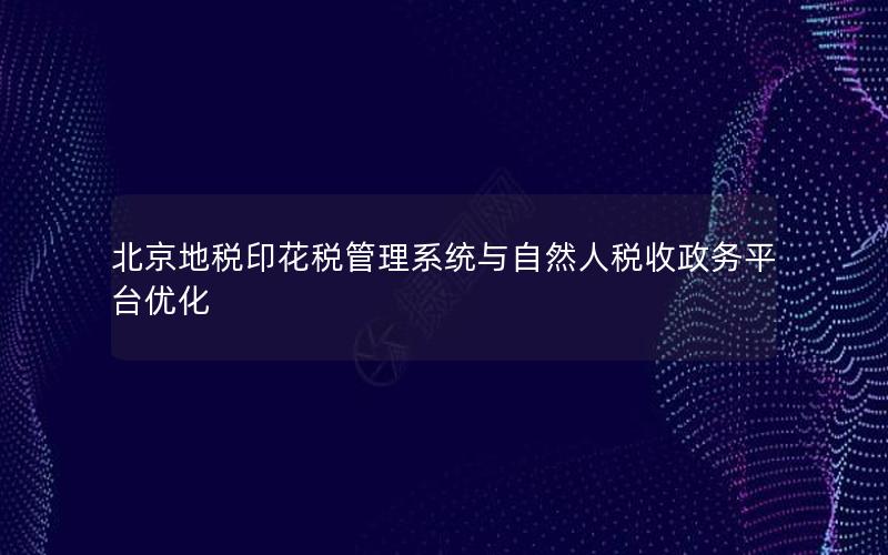 北京地税印花税管理系统与自然人税收政务平台优化