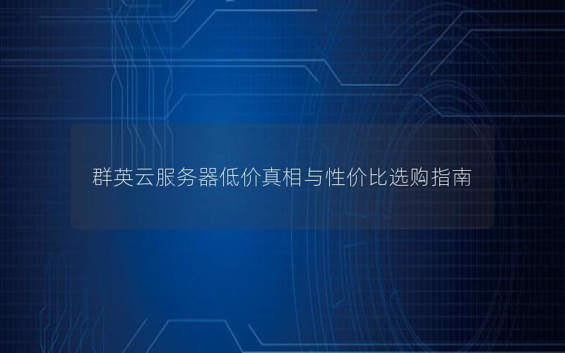 群英云服务器低价真相与性价比选购指南