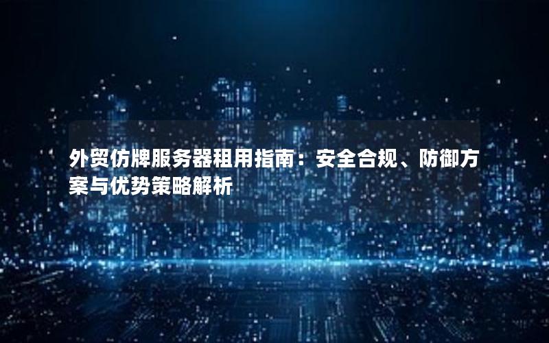 外贸仿牌服务器租用指南：安全合规、防御方案与优势策略解析