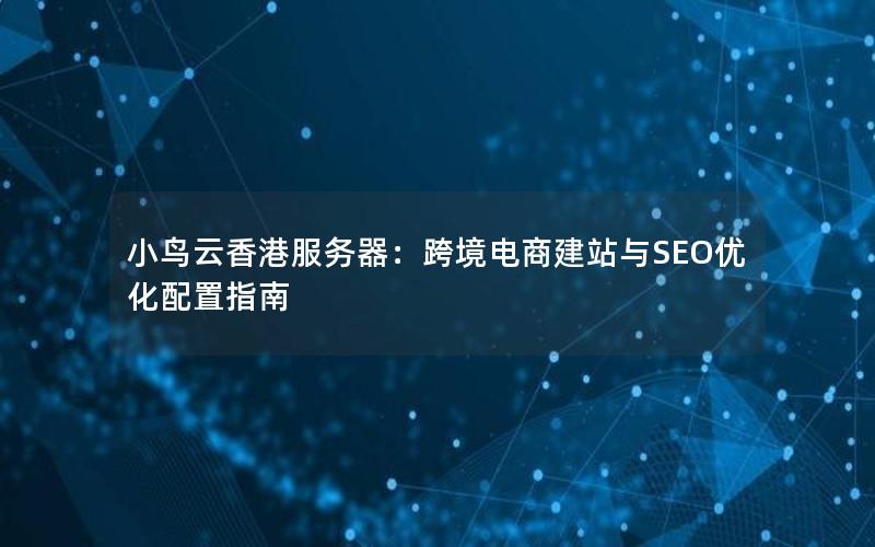 小鸟云香港服务器：跨境电商建站与SEO优化配置指南