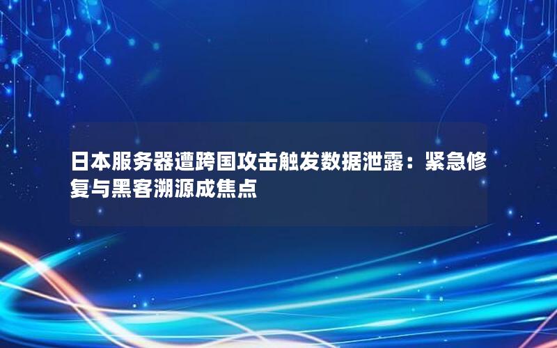 日本服务器遭跨国攻击触发数据泄露：紧急修复与黑客溯源成焦点
