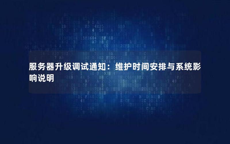 服务器升级调试通知：维护时间安排与系统影响说明