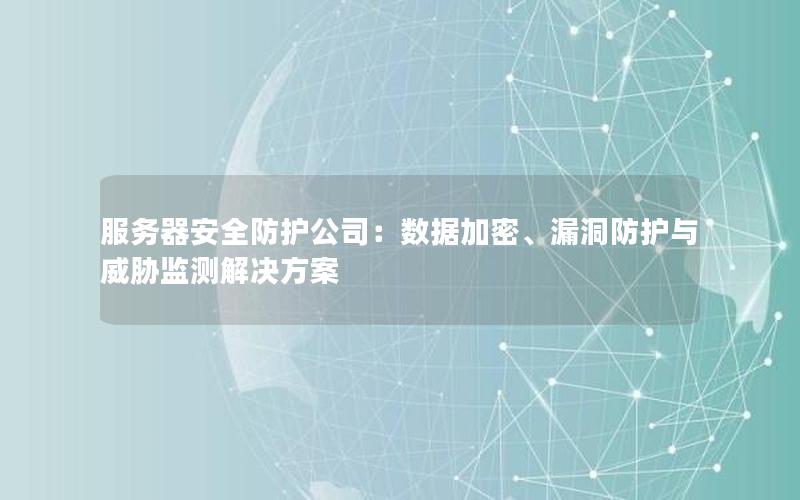 服务器安全防护公司：数据加密、漏洞防护与威胁监测解决方案