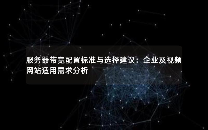服务器带宽配置标准与选择建议：企业及视频网站适用需求分析