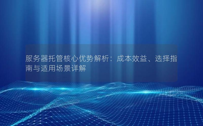 服务器托管核心优势解析：成本效益、选择指南与适用场景详解