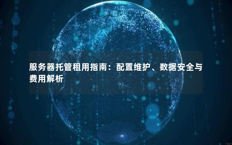 服务器托管租用指南：配置维护、数据安全与费用解析