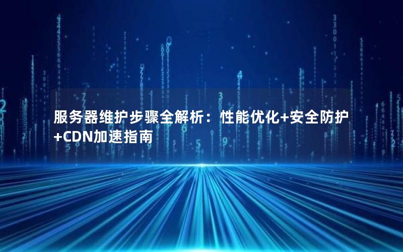 服务器维护步骤全解析：性能优化+安全防护+CDN加速指南