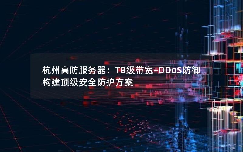 杭州高防服务器：TB级带宽+DDoS防御构建顶级安全防护方案