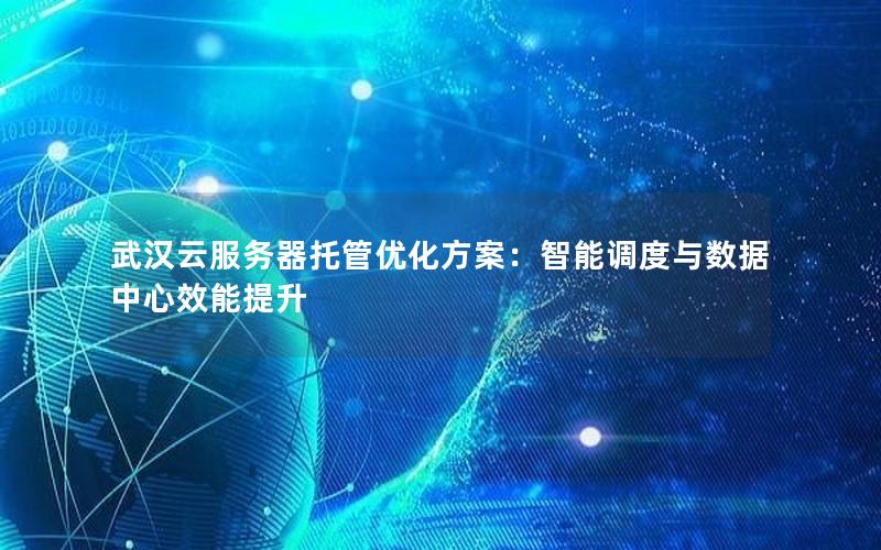 武汉云服务器托管优化方案：智能调度与数据中心效能提升