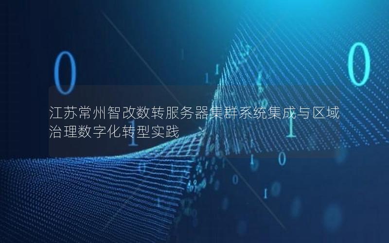 江苏常州智改数转服务器集群系统集成与区域治理数字化转型实践