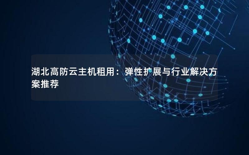湖北高防云主机租用：弹性扩展与行业解决方案推荐