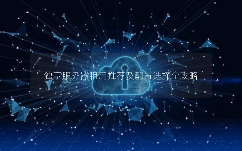 独享服务器租用推荐及配置选择全攻略