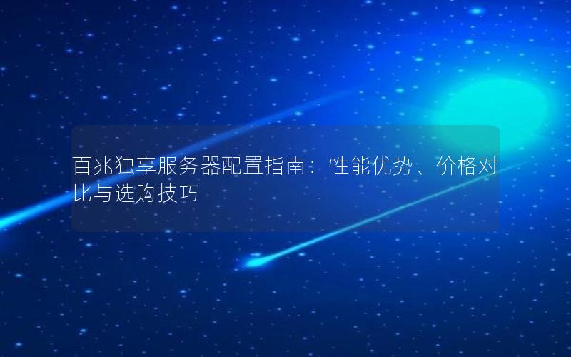 百兆独享服务器配置指南：性能优势、价格对比与选购技巧