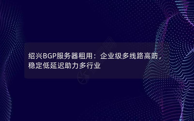 绍兴BGP服务器租用：企业级多线路高防，稳定低延迟助力多行业