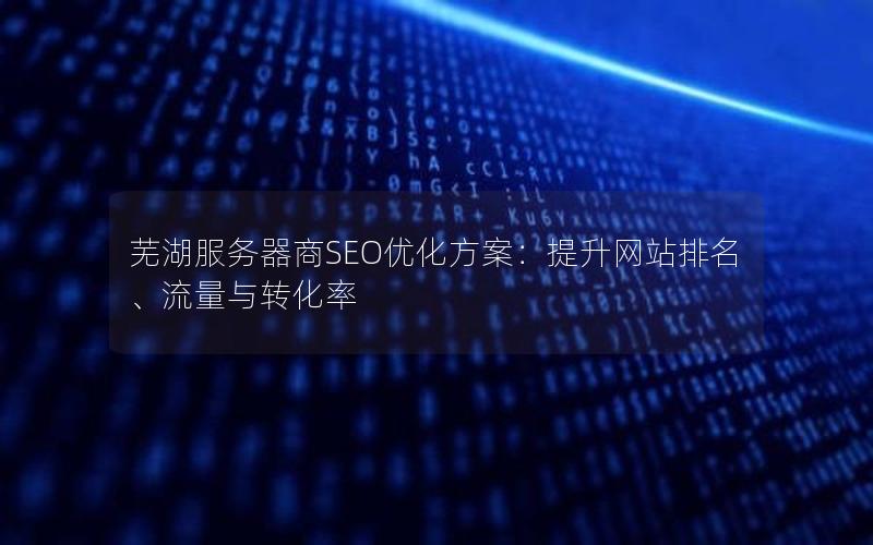 芜湖服务器商SEO优化方案：提升网站排名、流量与转化率