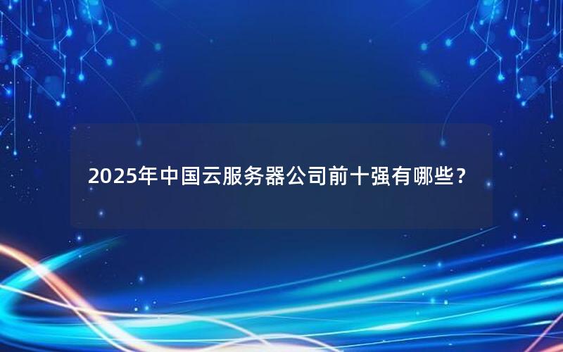 2025年中国云服务器公司前十强有哪些？