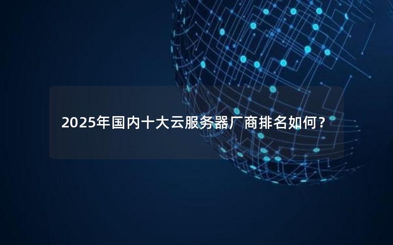2025年国内十大云服务器厂商排名如何？
