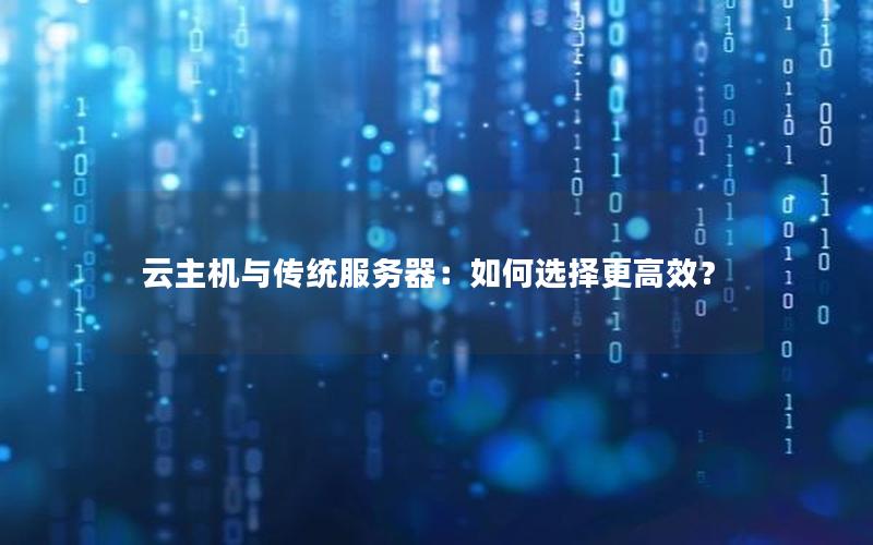 云主机与传统服务器：如何选择更高效？