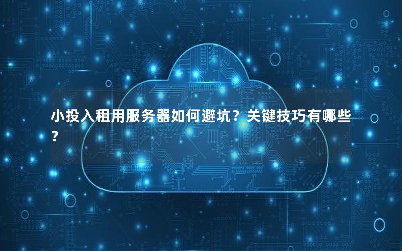 小投入租用服务器如何避坑？关键技巧有哪些？