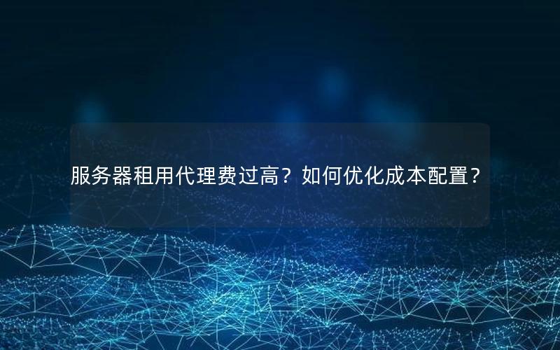 服务器租用代理费过高？如何优化成本配置？