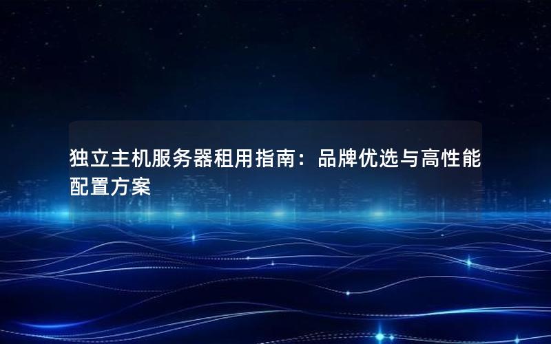 独立主机服务器租用指南：品牌优选与高性能配置方案