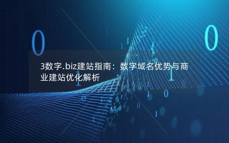 3数字.biz建站指南：数字域名优势与商业建站优化解析